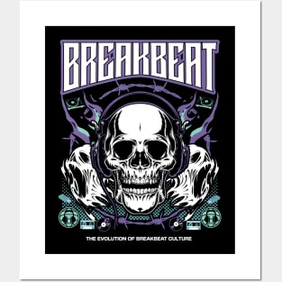 BREAKBEAT  - Evolution Skull (purple/teal) Posters and Art